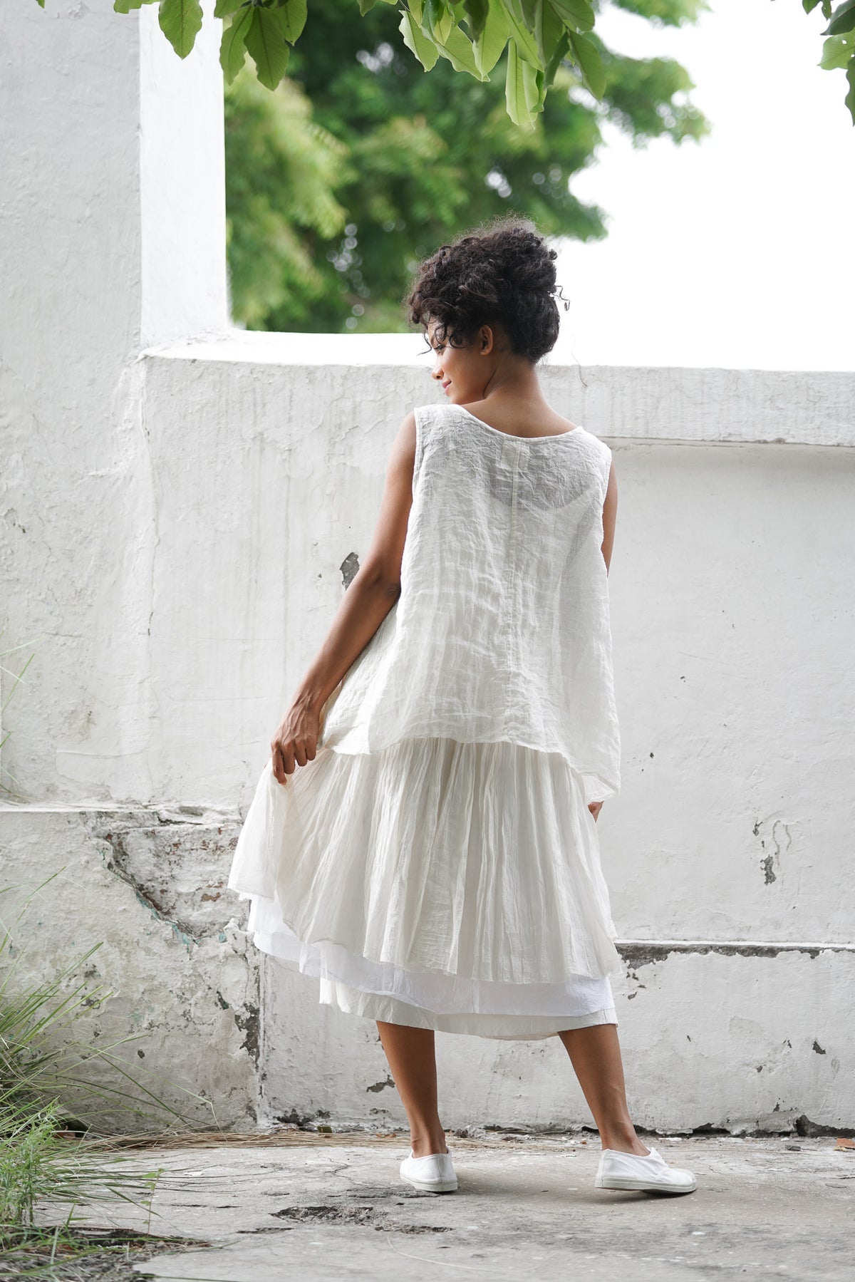 Nila Top Gauze Linen - Warm White