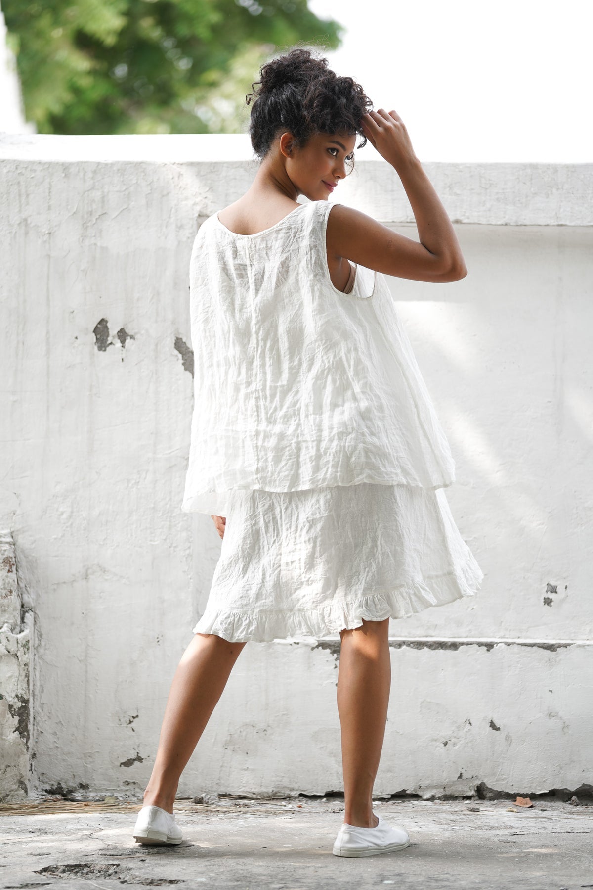 Nila Top Gauze Linen - Warm White