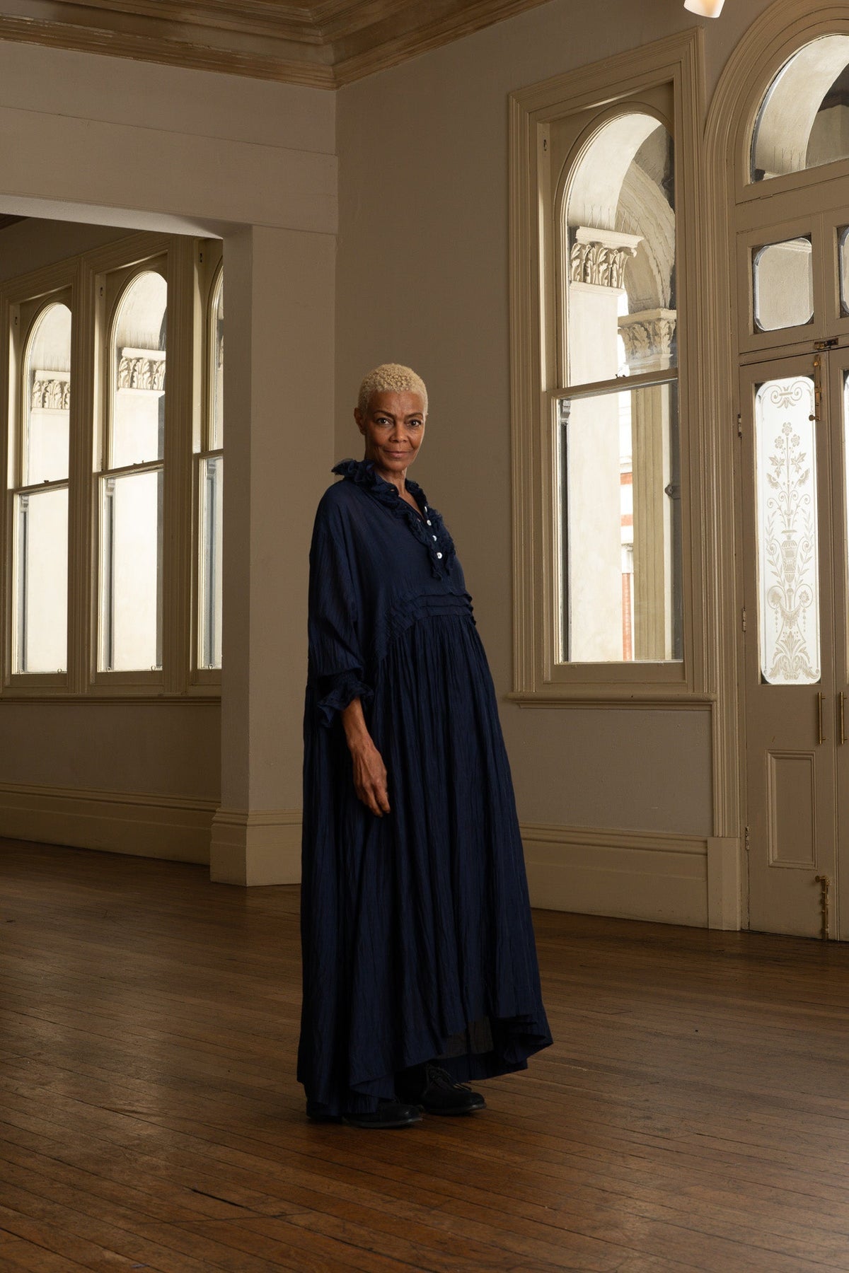 ODILE DRESS - SILK COTTON navy