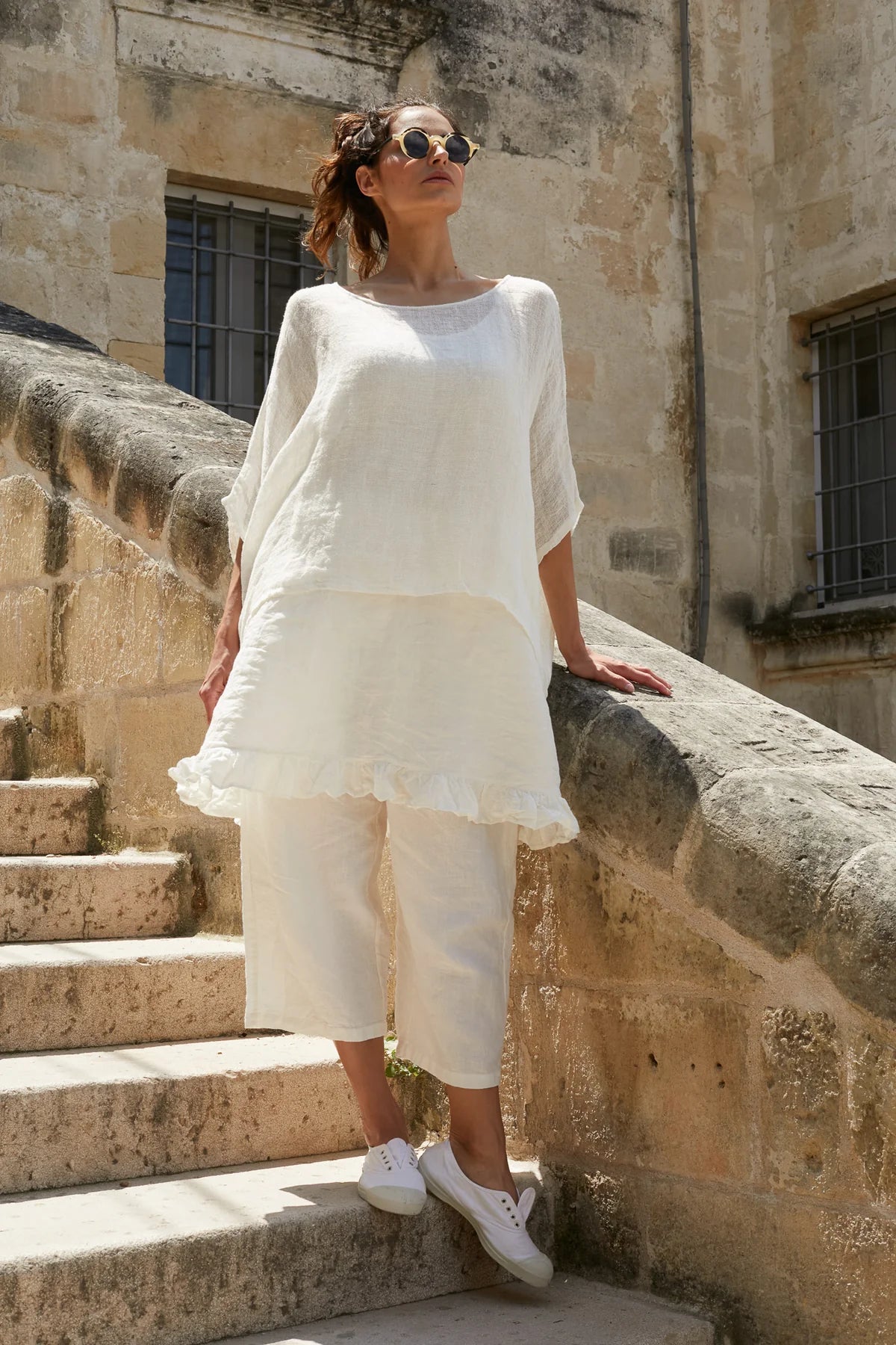 Etta Gauze Linen Top - White