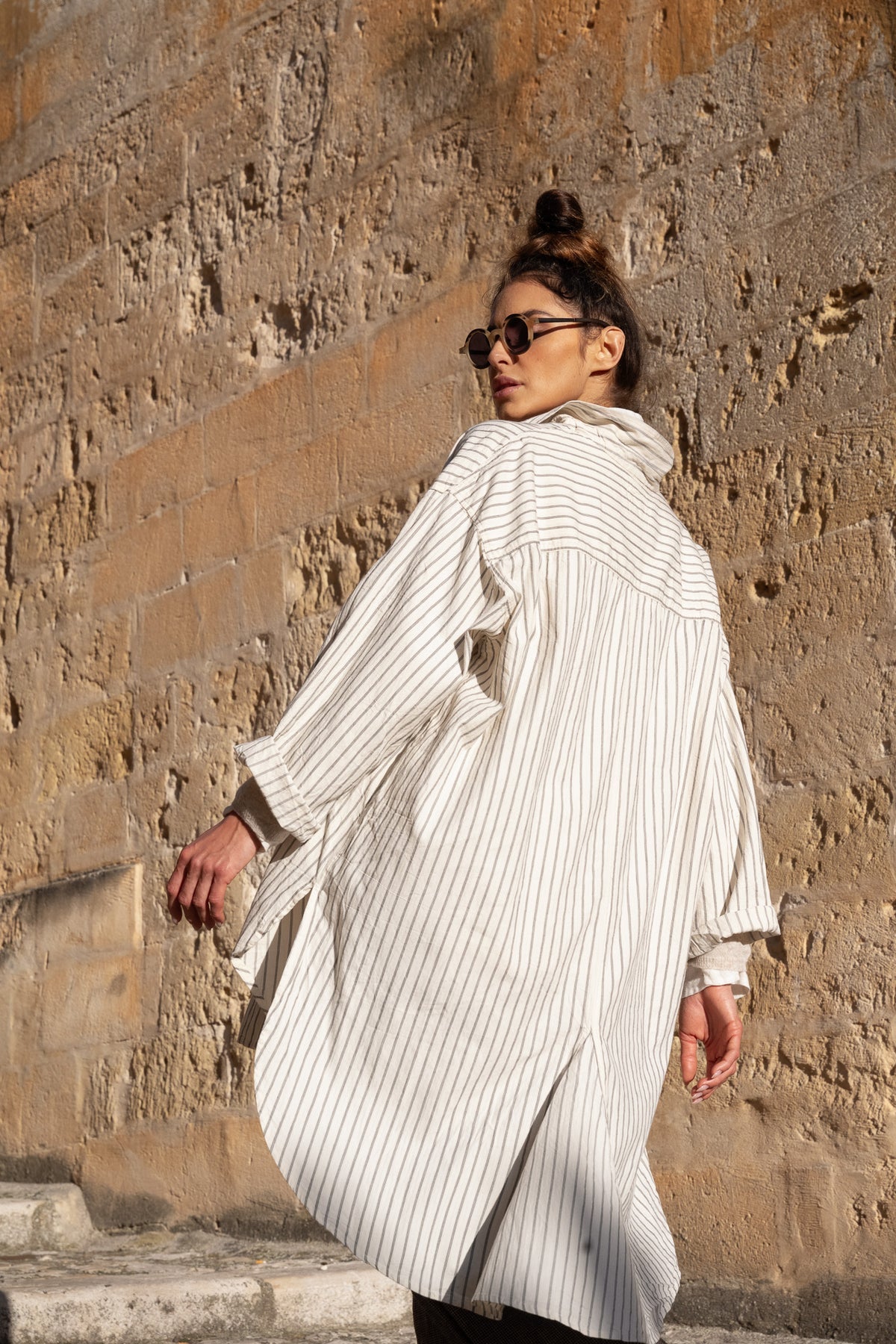 Harper Cotton Shirt - Cream Ticking