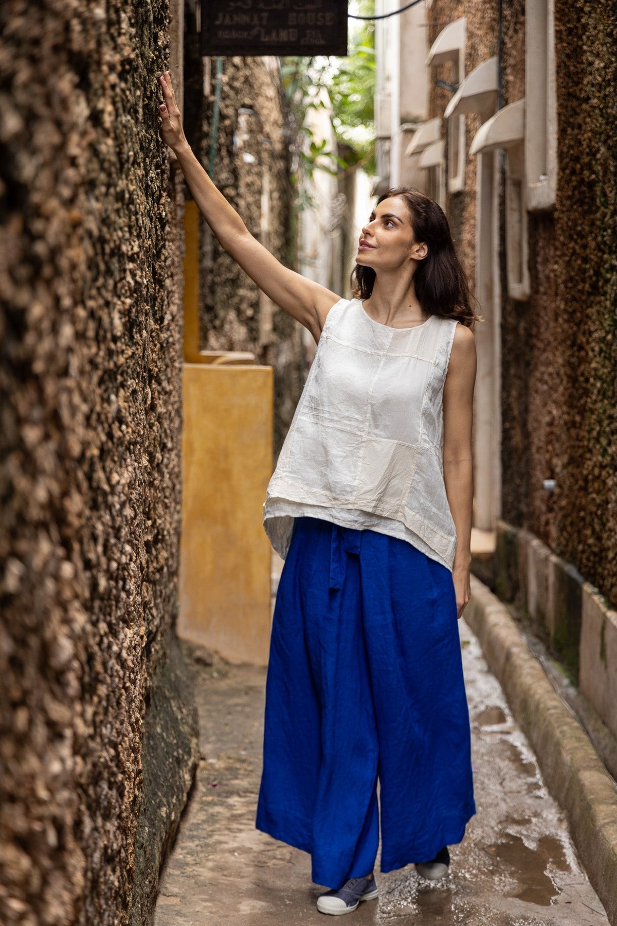 MUSKAN CAMISOLE - COTTON & LINEN - warm white