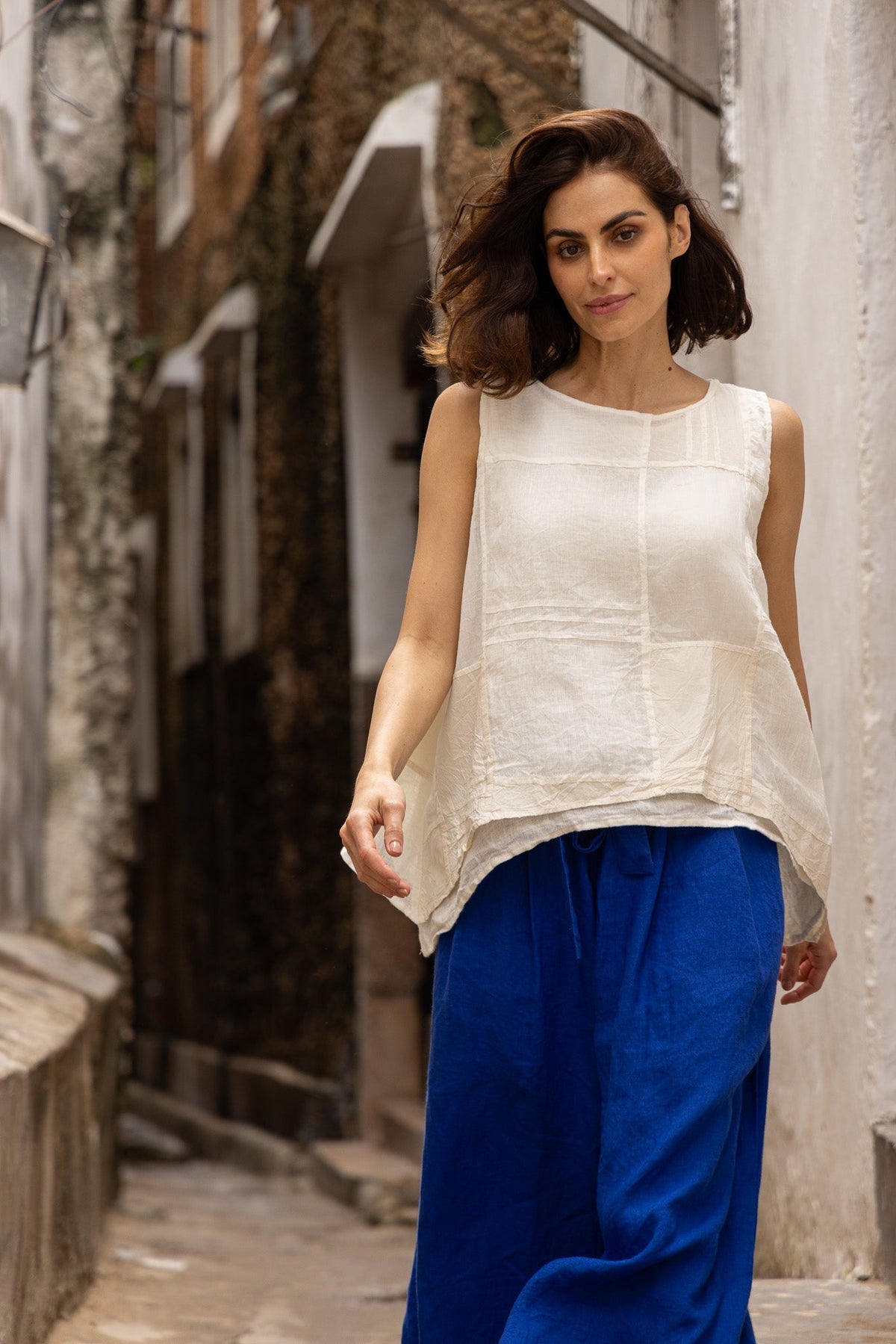MUSKAN CAMISOLE - COTTON & LINEN - warm white