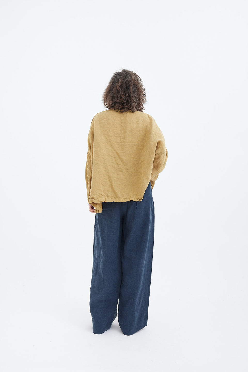 Helen Pant mid weight linen - Navy