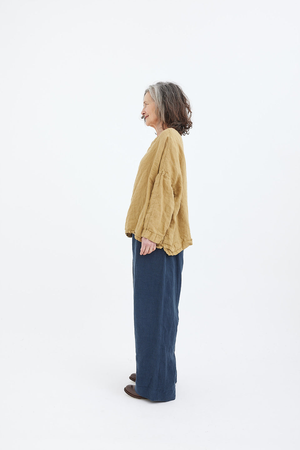 Helen Pant mid weight linen - Navy