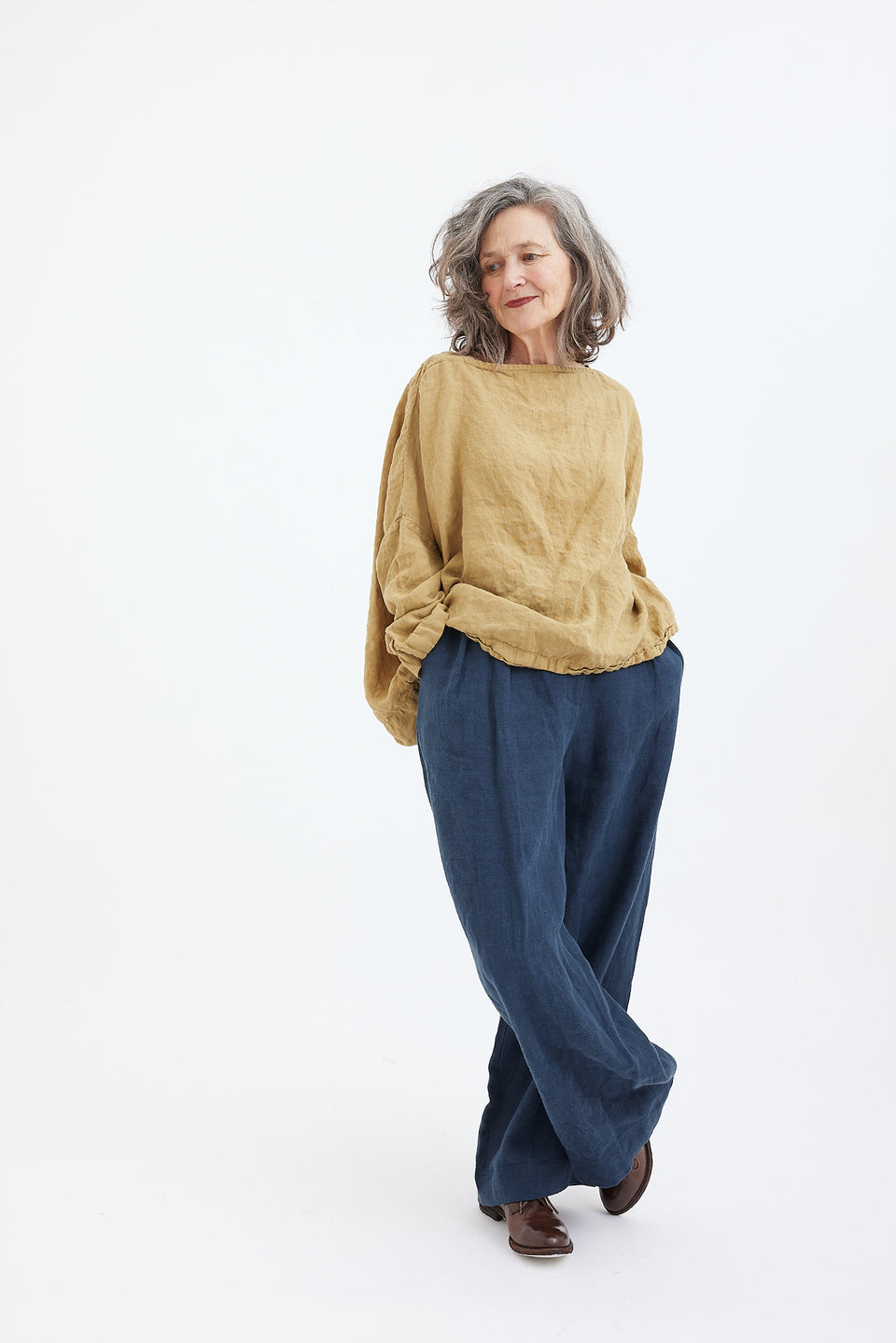 Helen Pant mid weight linen - Navy
