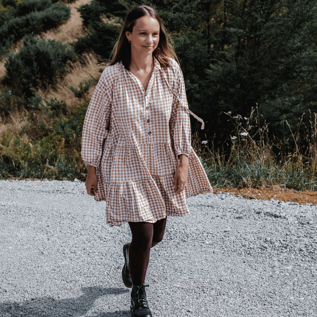 Merino Wool Textured Knit Tights - Cacao