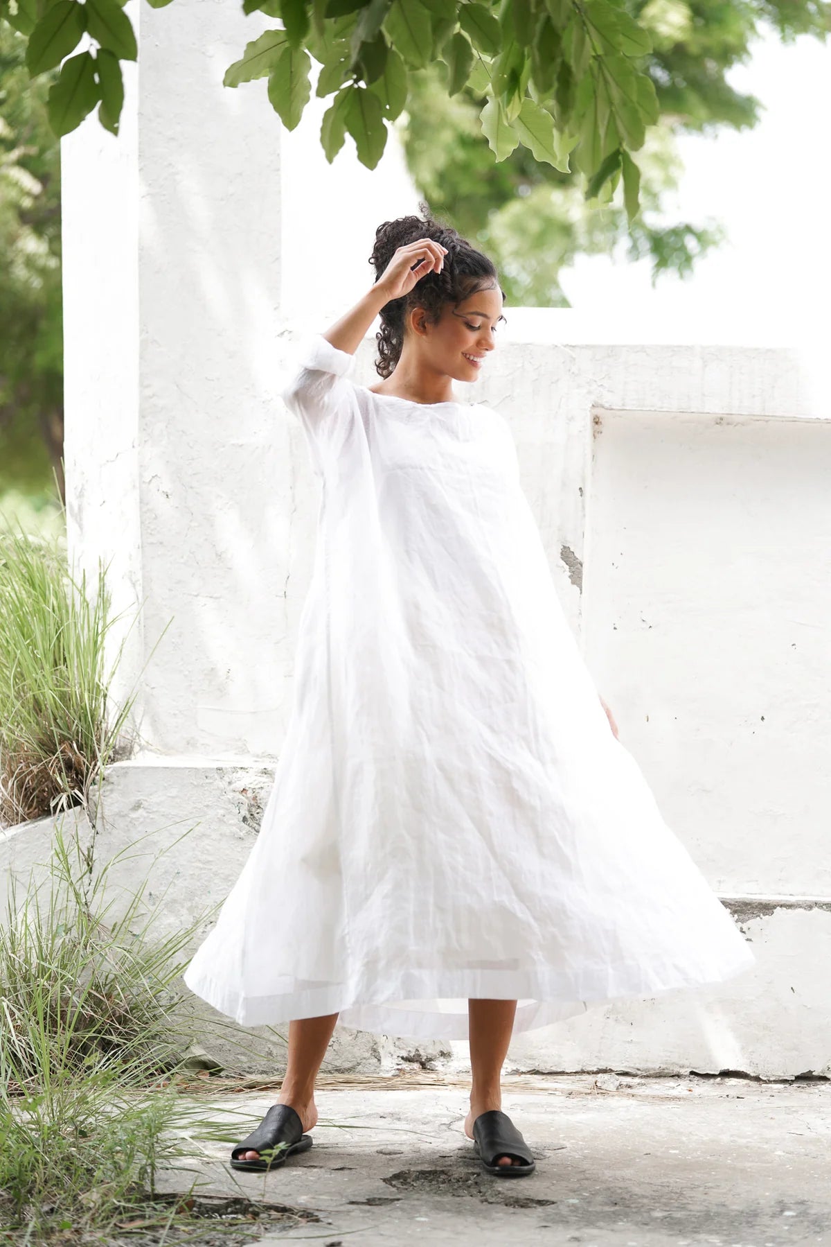 Jamila Cotton Organdy Dress - White