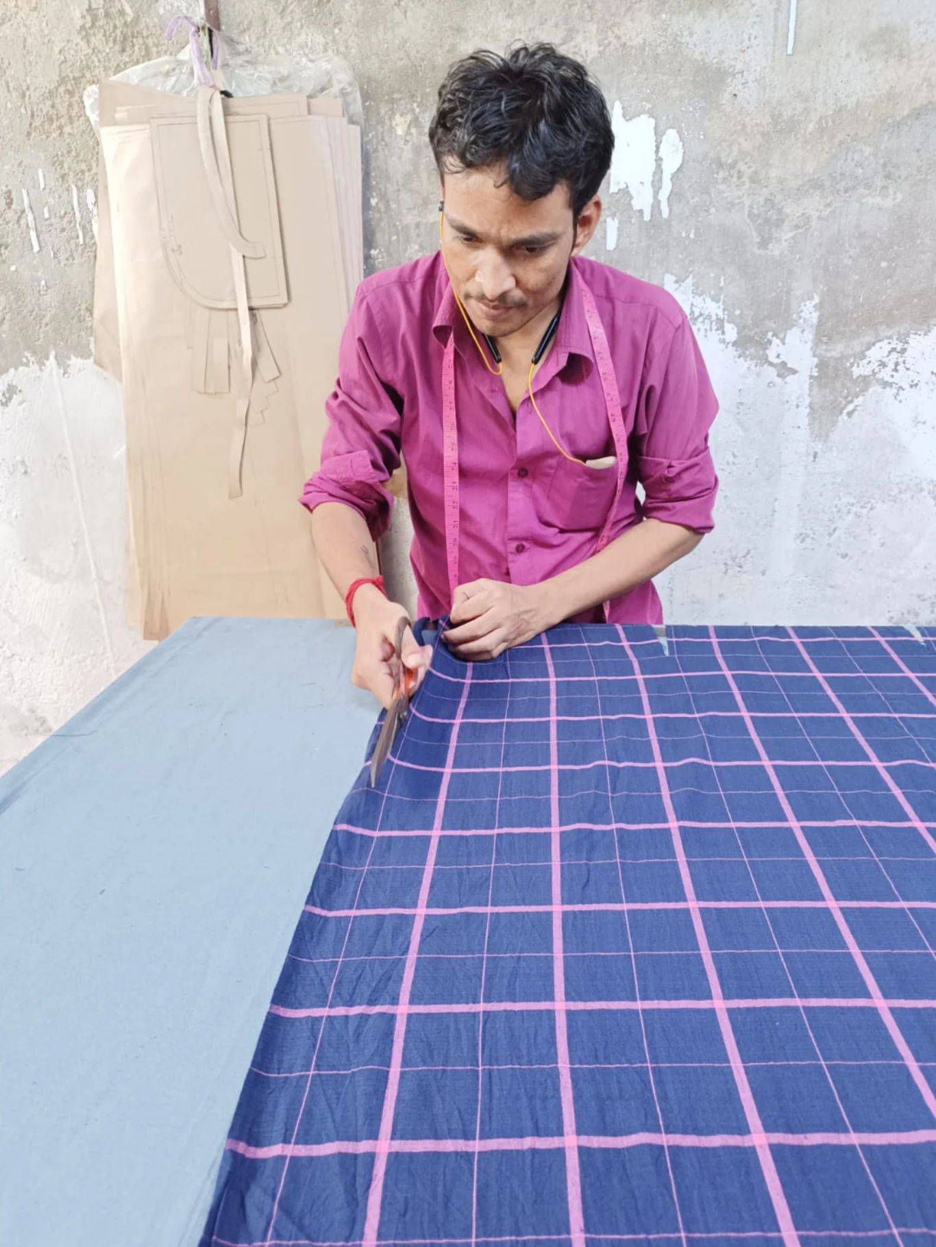 Kiki Kimono Sleeve Blouse - Indigo/Pink