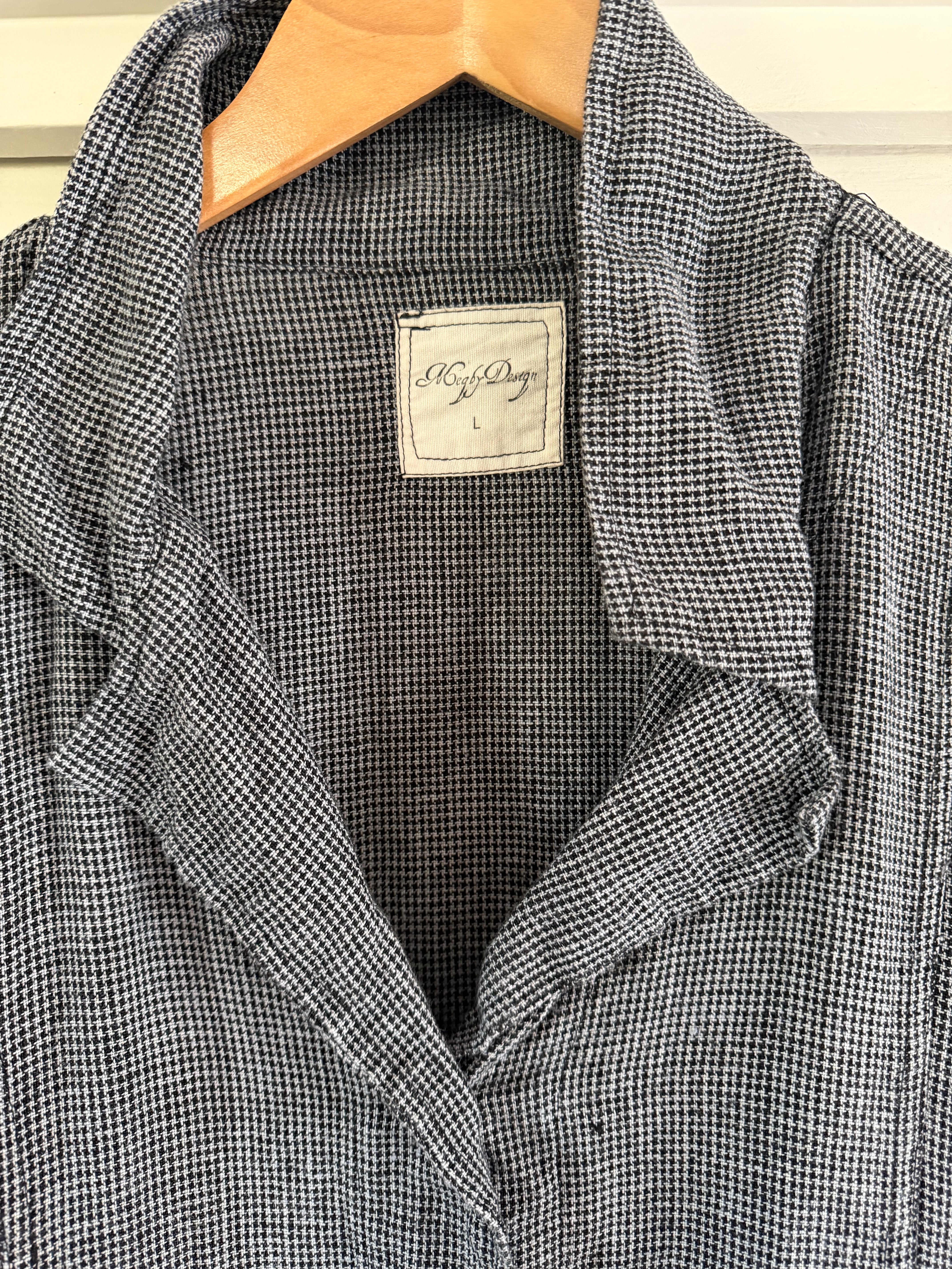 Pre-loved MegbyDesign houndstooth Henri linen jacket blue