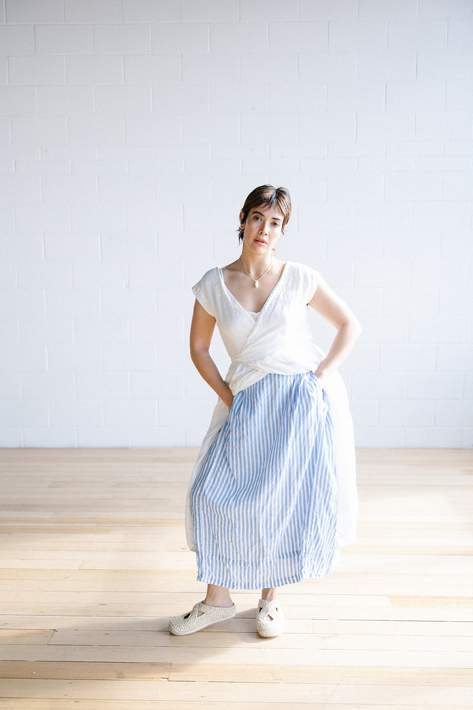Eden Skirt - Lightweight Linen - Sea Side Stripe