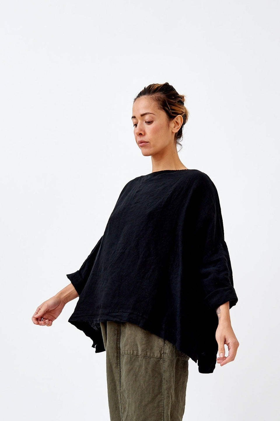Sailor Boxy Top - Linen Black
