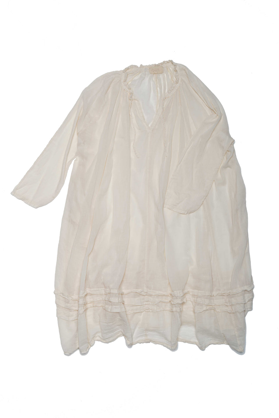 Tansy Raglan Sleeve Dress Cotton Voile - White