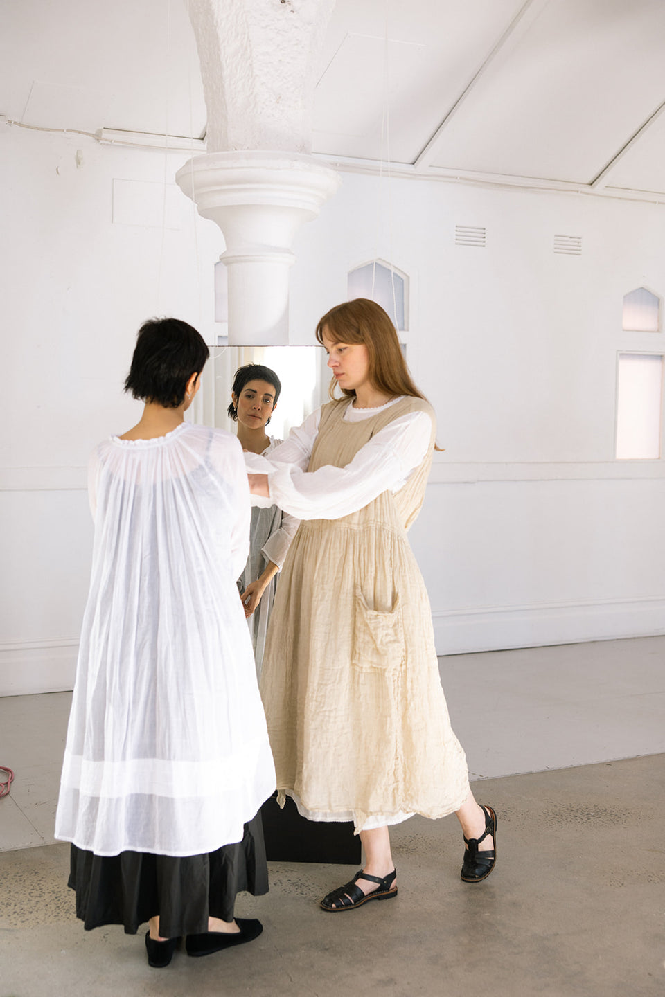 Tansy Raglan Sleeve Dress Cotton Voile - White