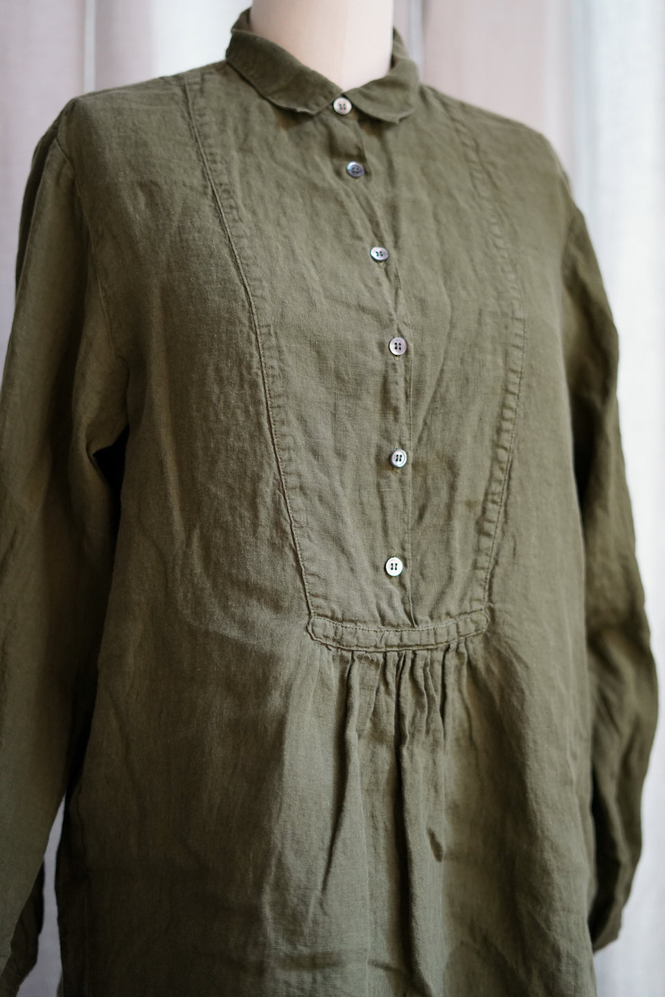 Francoise French Shirt - Light Linen Seaweed