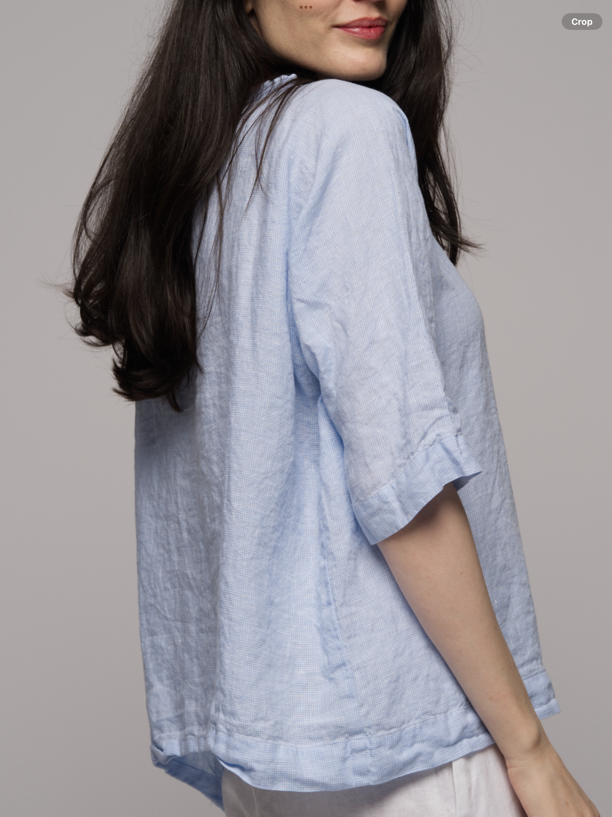 Matilda Gingham Top - Blue Micro check