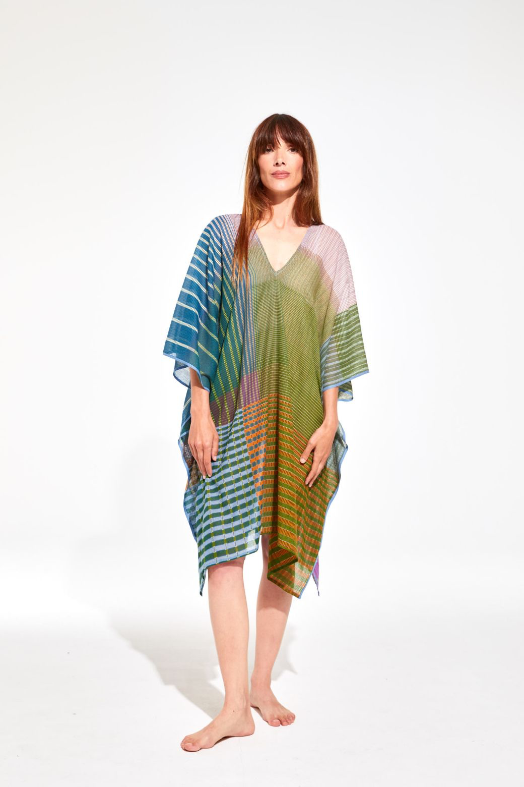 JASON VIBRANT BLUE PURPLE SHORT BEACH Kaftan