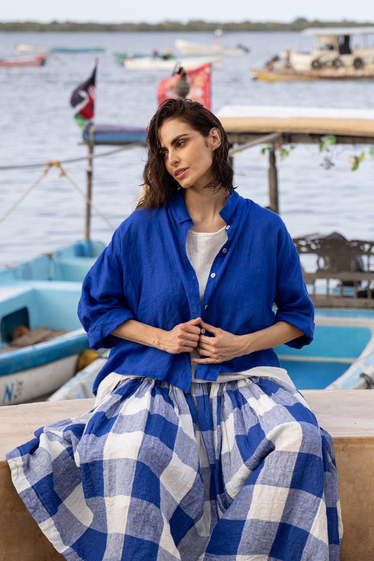 MOYO SHIRT - LINEN - cobalt