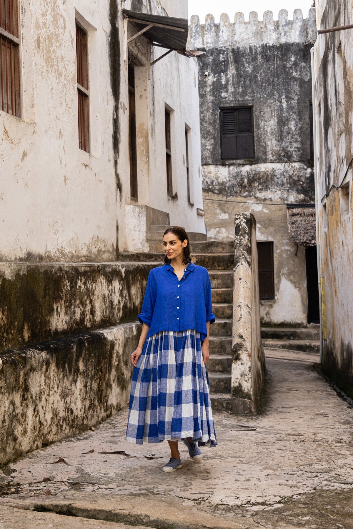 MOYO SHIRT - LINEN - cobalt