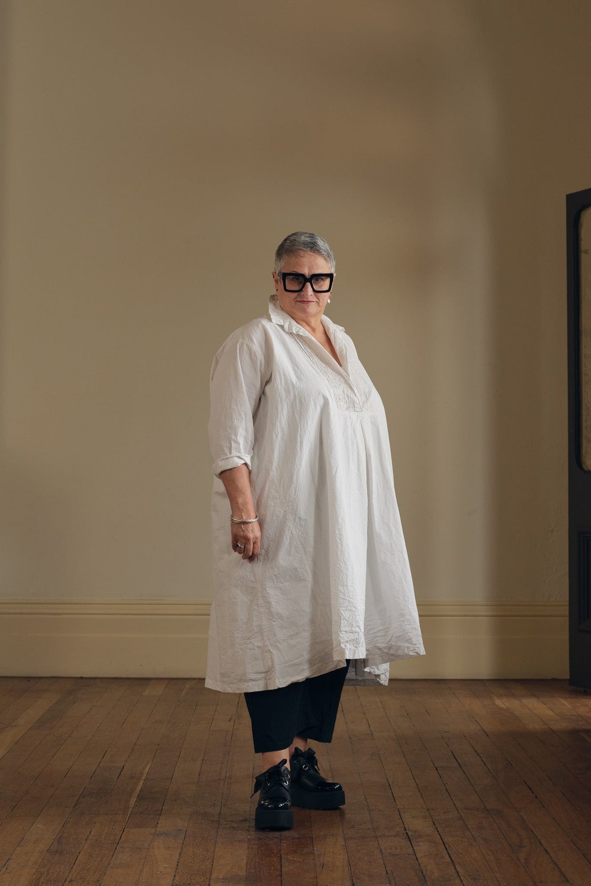 Marcel Tuxedo Dress - Cotton Poplin white