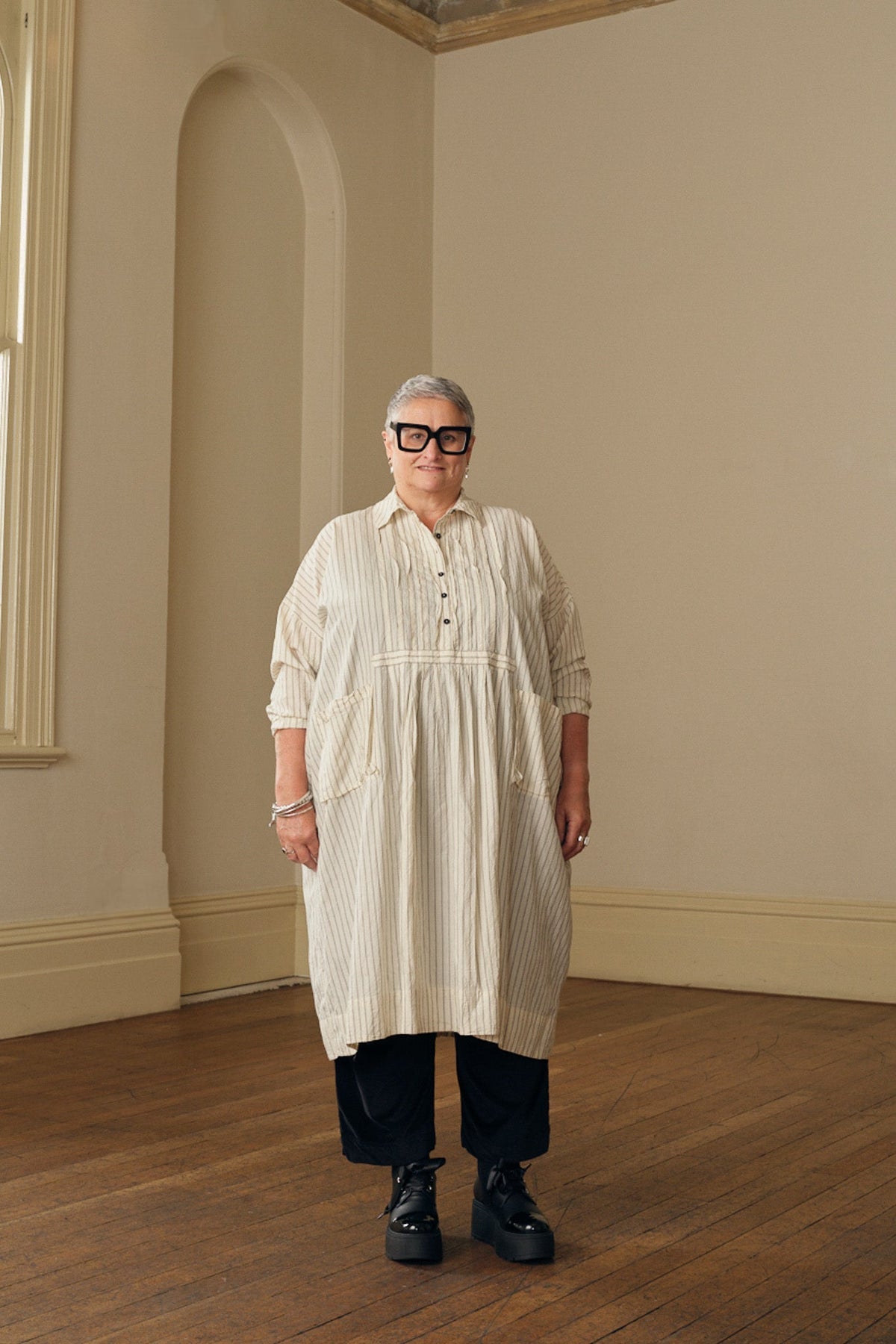 Romy Dress - Paper Cotton cream ticking