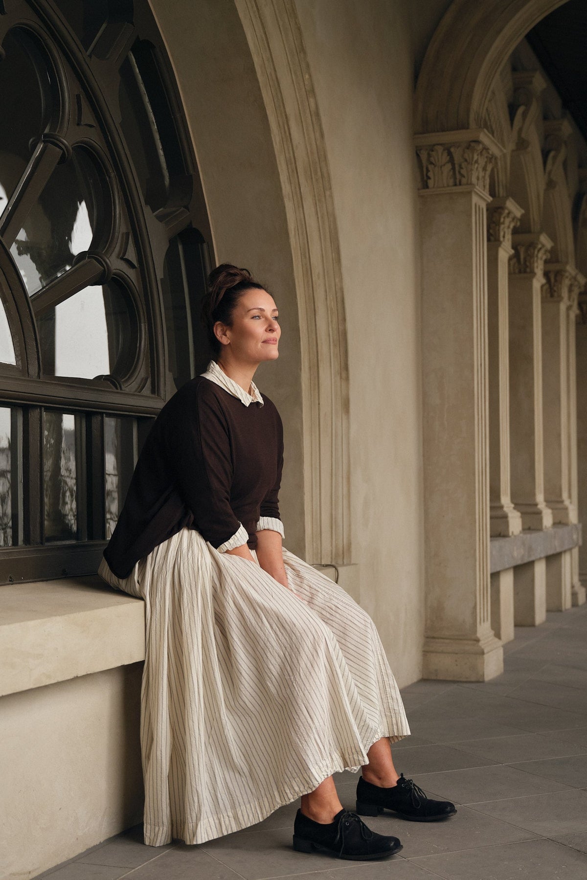 Edith Dress - Paper Cotton cream ticking