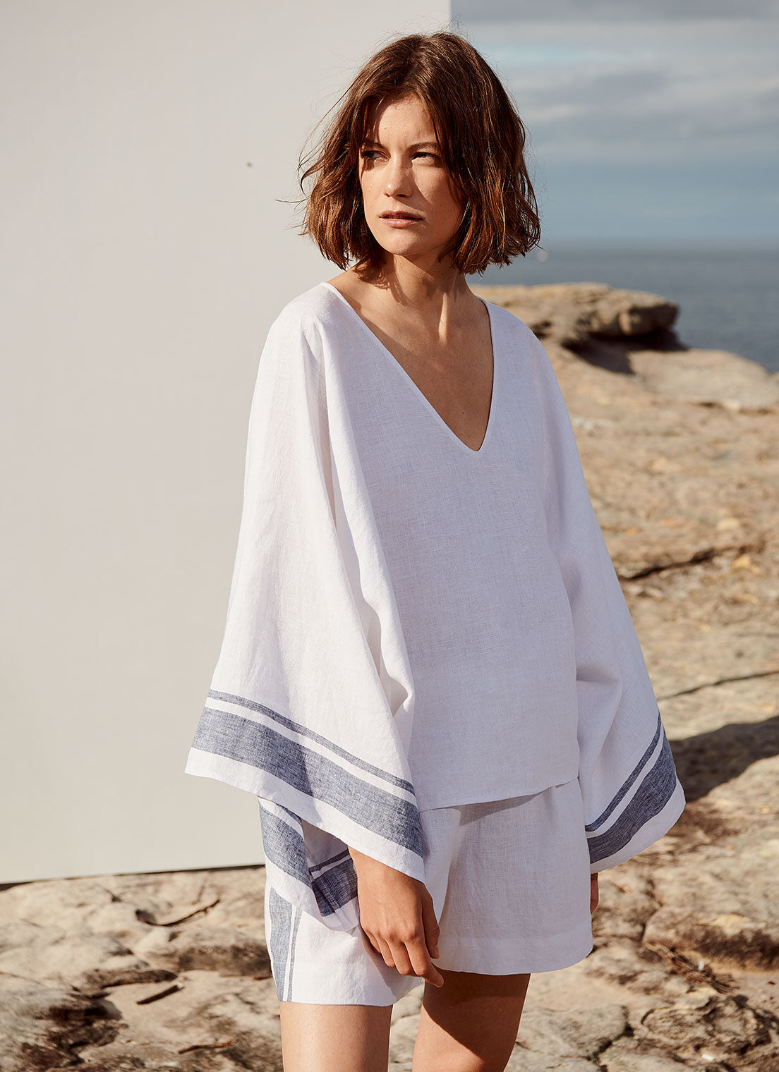 Pre-loved Brigid McLaughlin Gini Indigo linen poncho