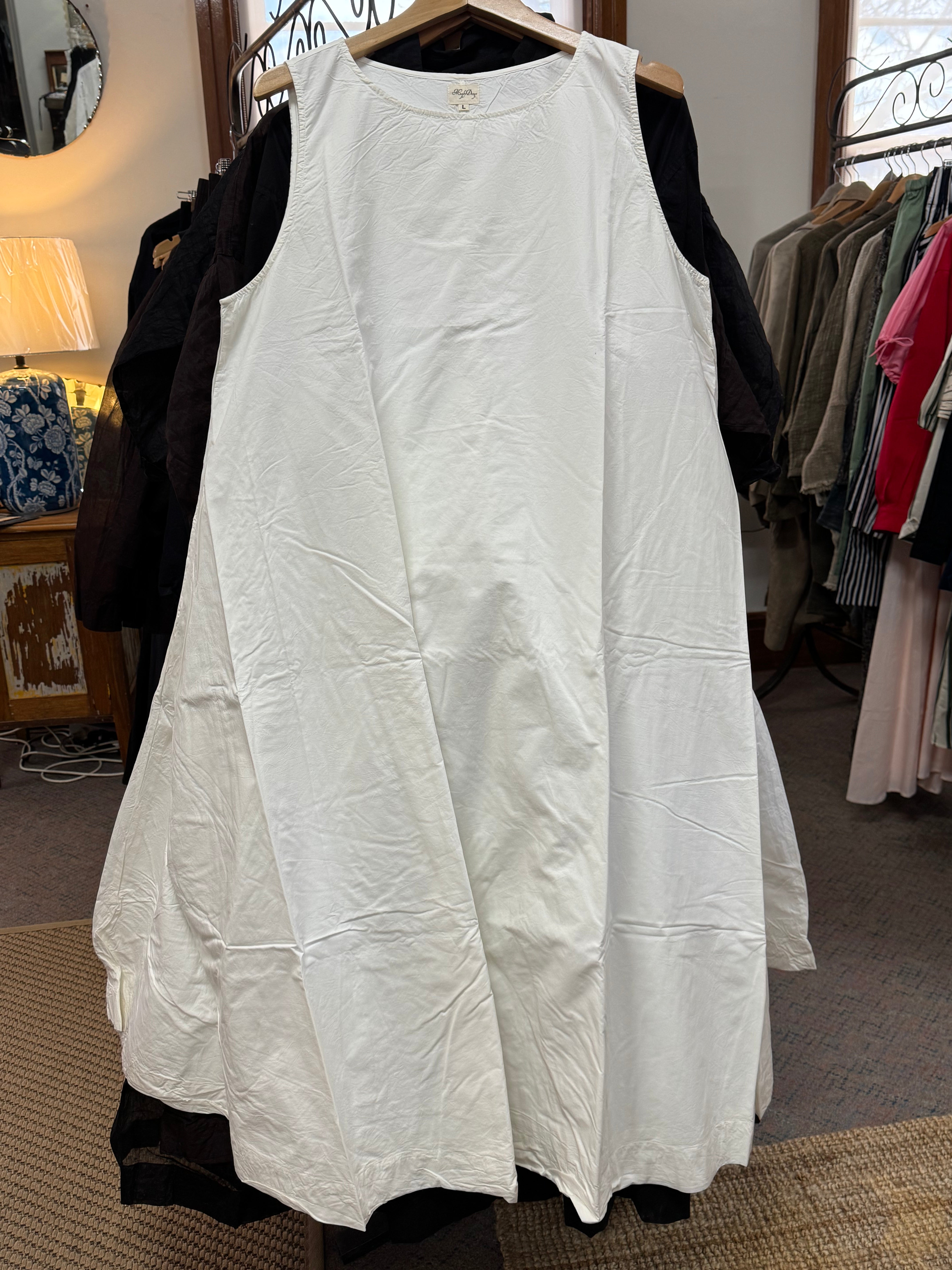 Zahra Paper Cotton Dress - White