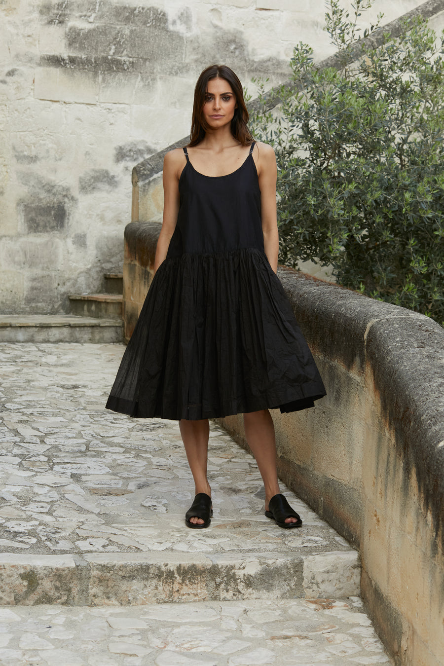 Tutu Slip Short Paper Cotton Organdy - Black