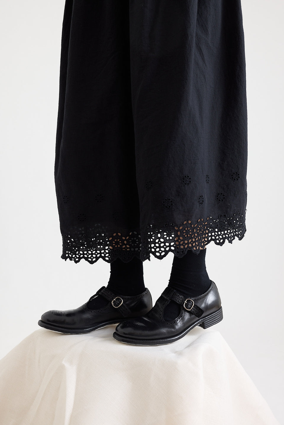 Azalea Skirt - Double Layer Cotton with Broderie Anglaise Hem