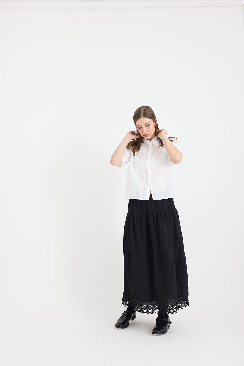 Azalea Skirt - Double Layer Cotton with Broderie Anglaise Hem