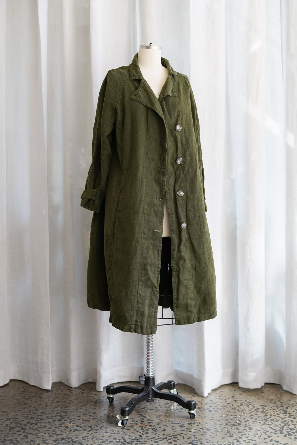 1915 Unisex Duster Jacket - Thick Linen - Seaweed