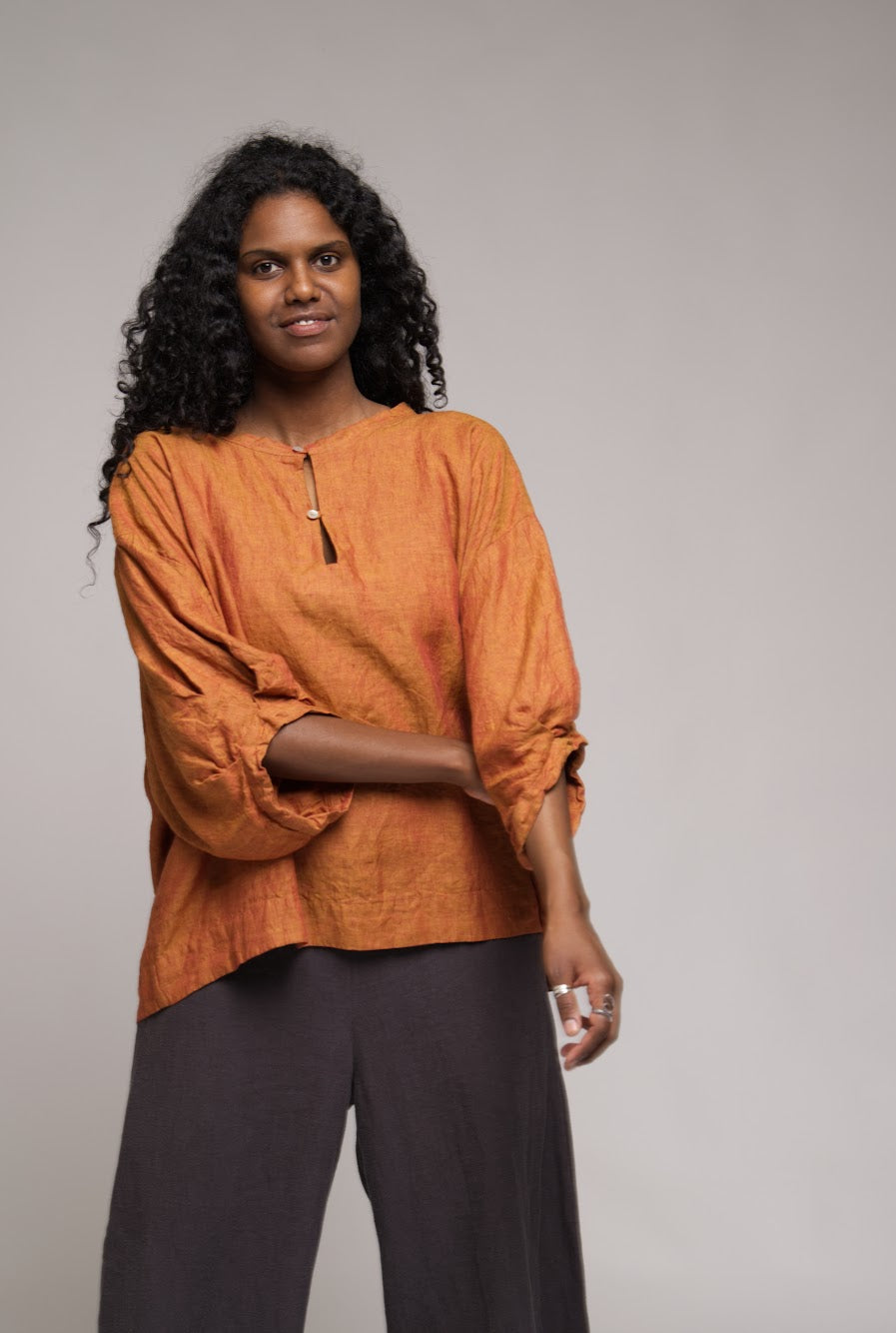 Juno linen Top - Mandarin