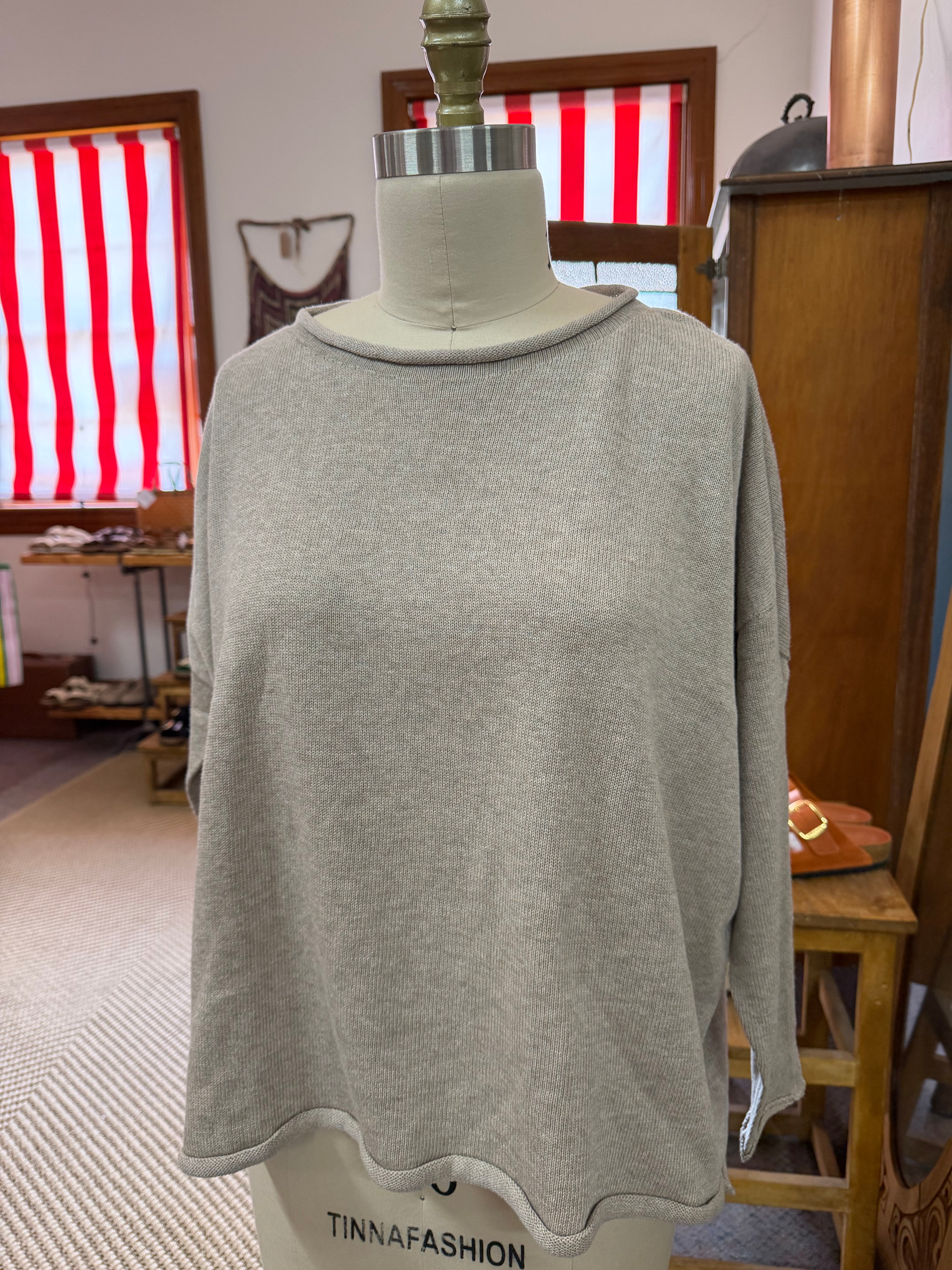 organic cotton curled edge knit - fawn