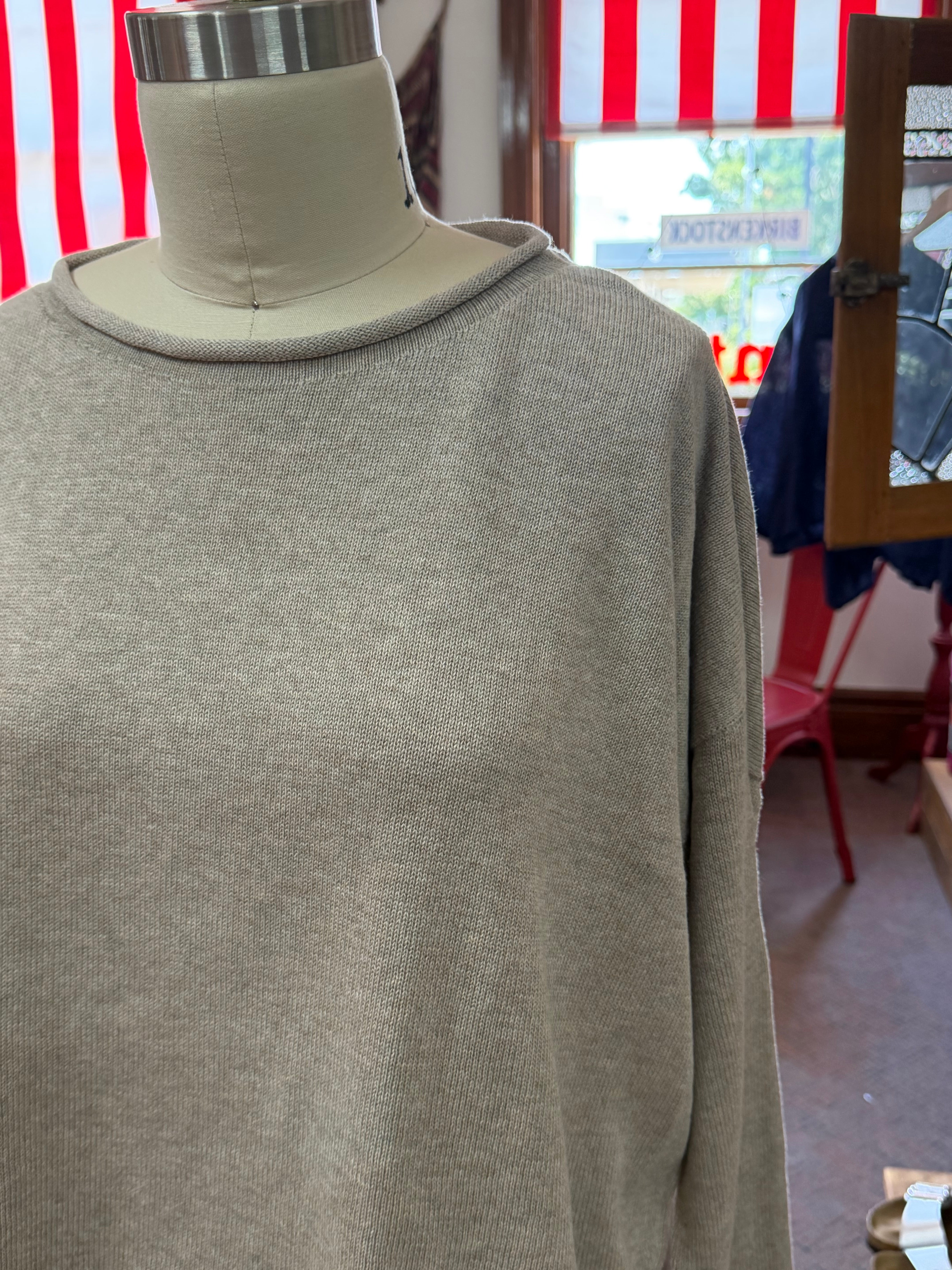 organic cotton curled edge knit - fawn