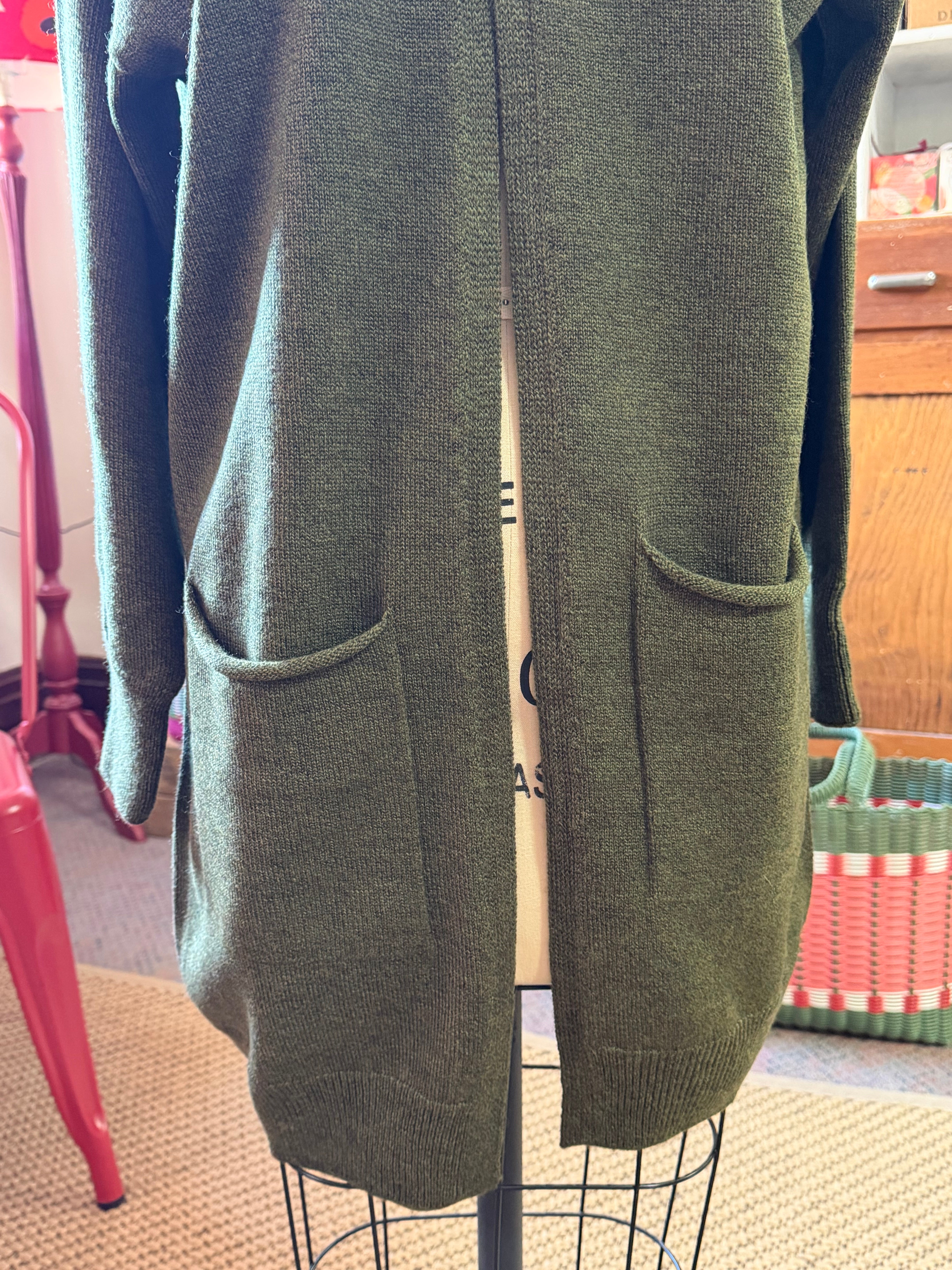 Loni merino wool long cardigan - Moss