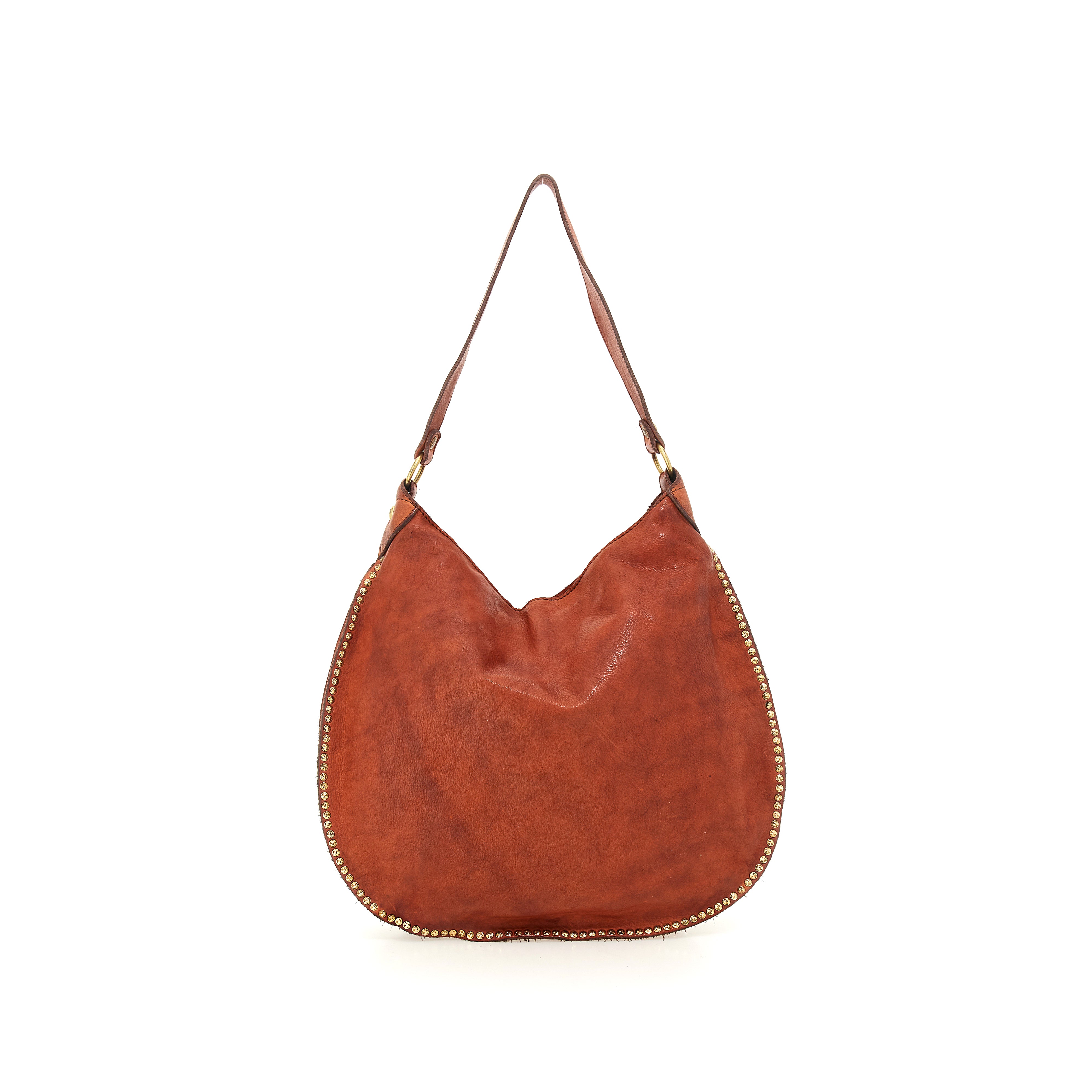 Kura Shoulder Bag with studs - Cognac