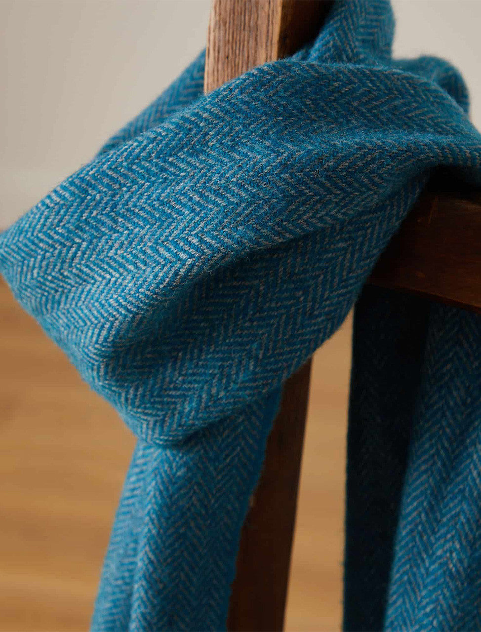 Lambswool Scarf - Turquoise Herringbone