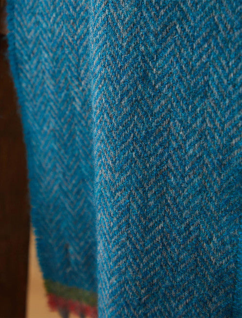 Lambswool Scarf - Turquoise Herringbone
