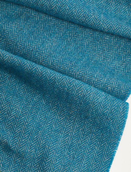Lambswool Scarf - Turquoise Herringbone