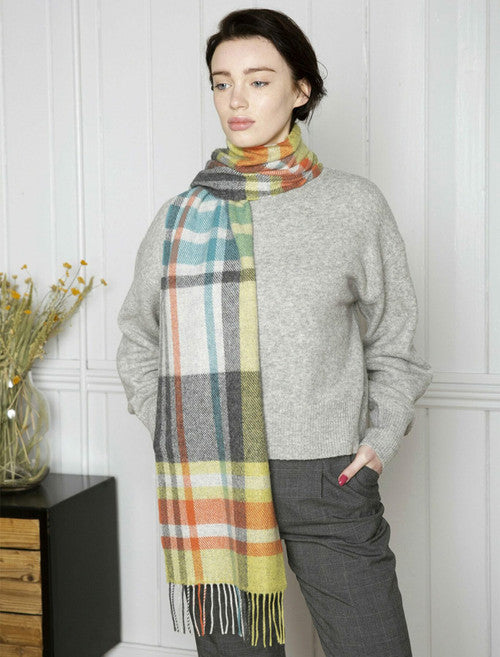 Lambswool Scarf - Bright Warp Weft Stripe