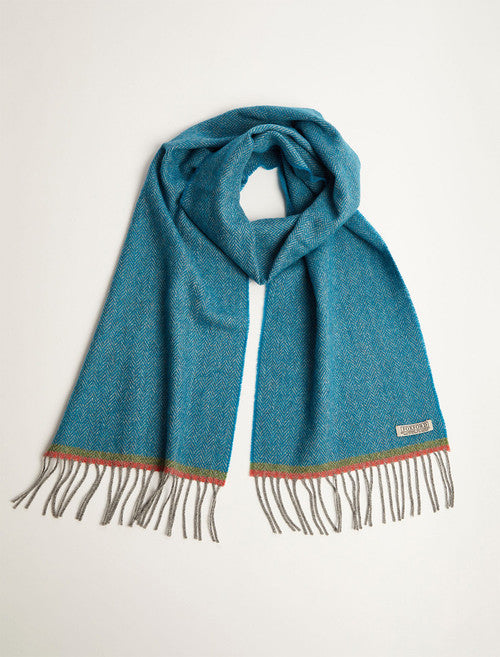 Lambswool Scarf - Turquoise Herringbone