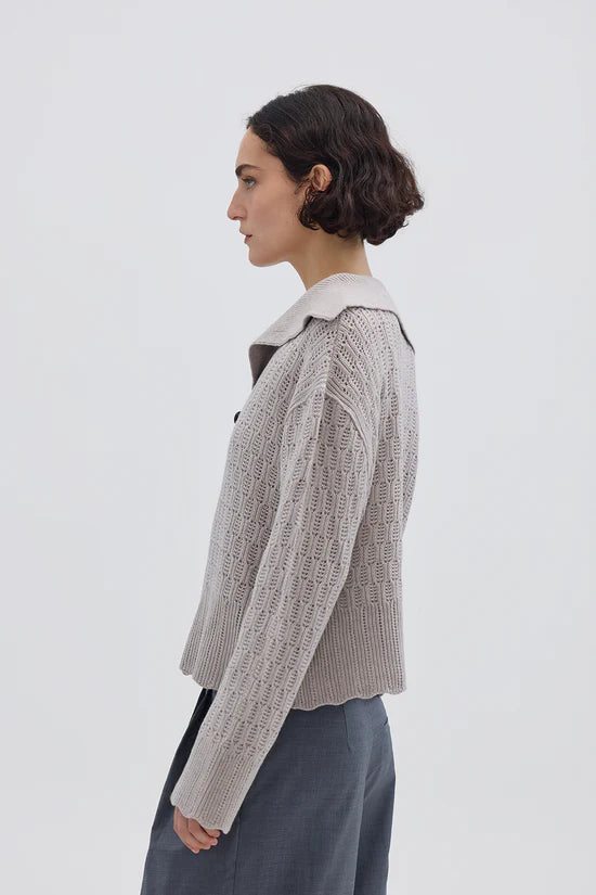 CORDED RIB SAILOR COLLAR SWEATER - oat