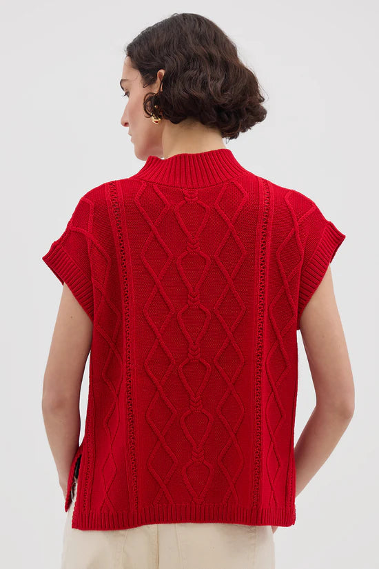 Heart Cable Vest - Red