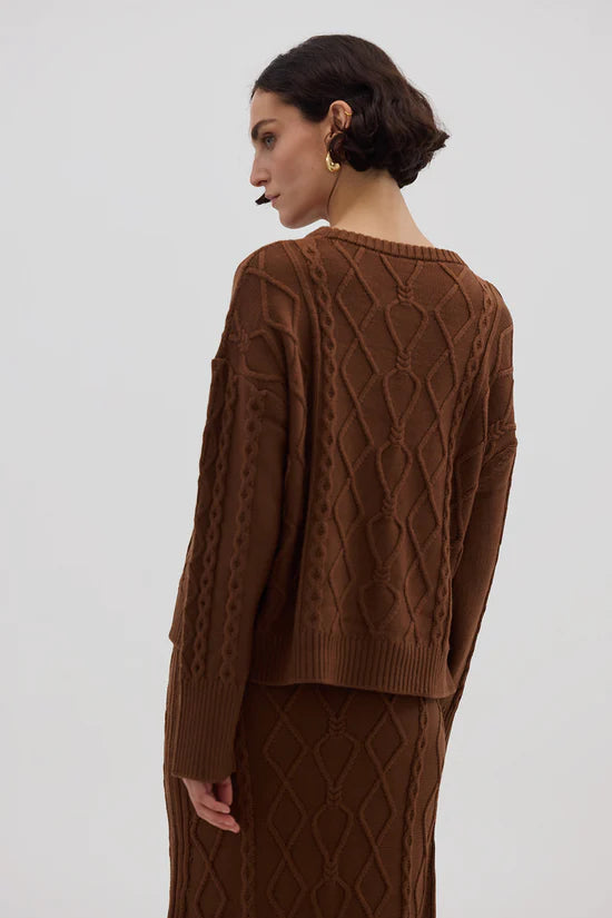Heart Cable Sweater - Walnut
