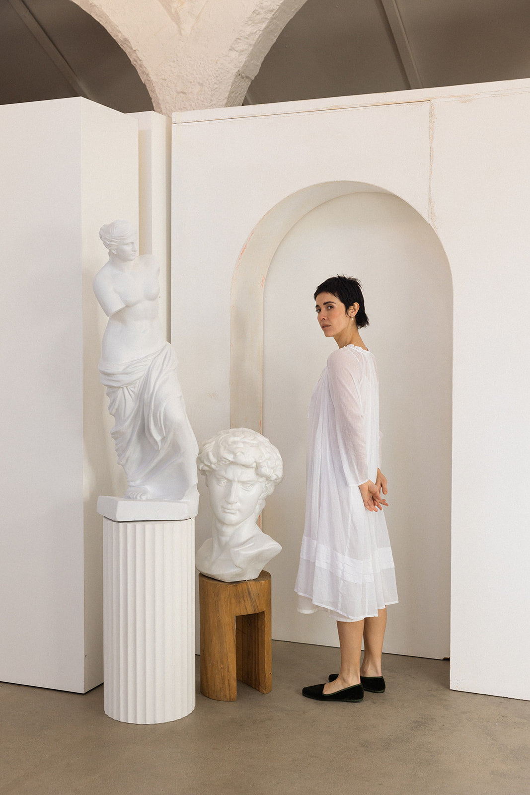 Tansy Raglan Sleeve Dress Cotton Voile - White