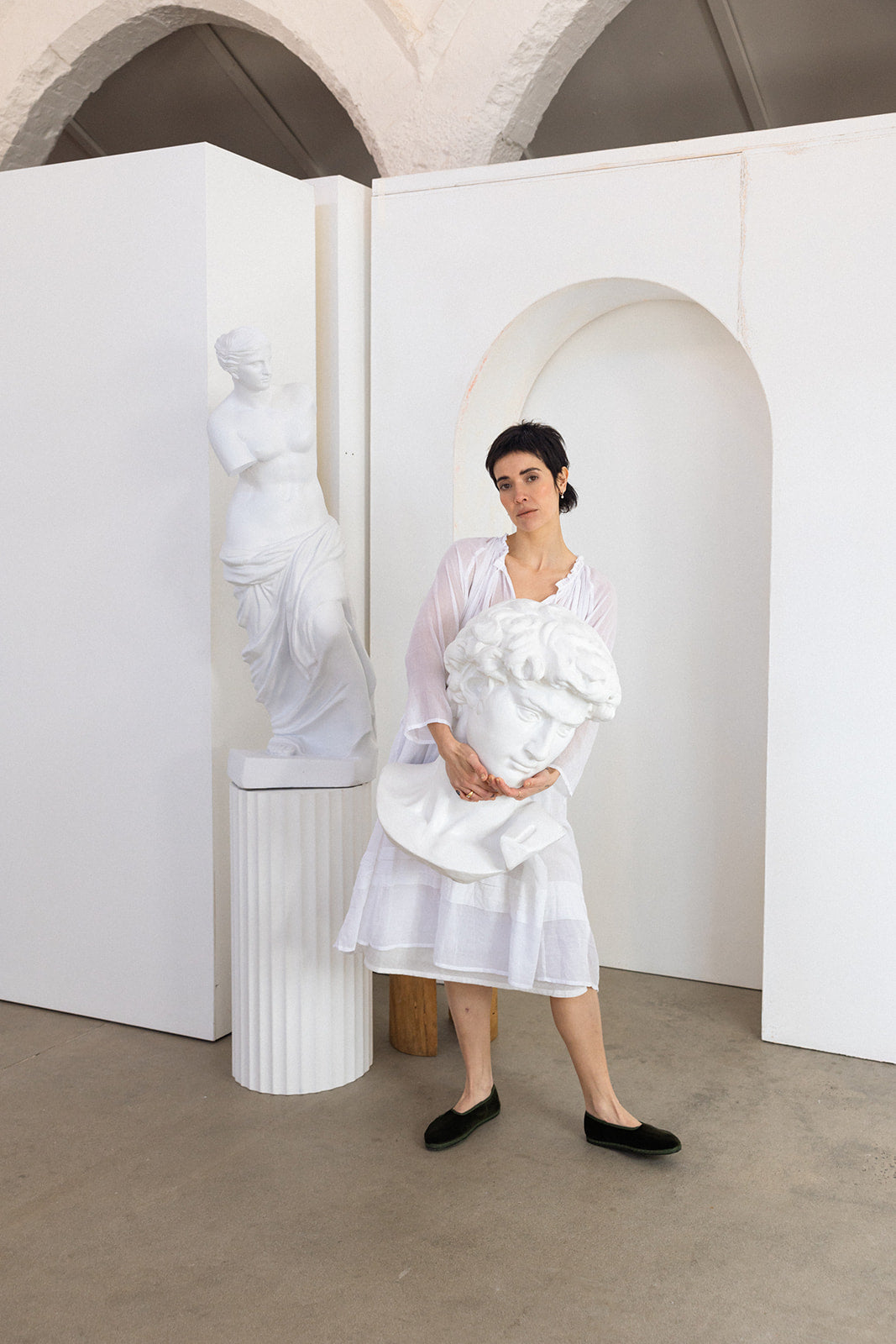 Tansy Raglan Sleeve Dress Cotton Voile - White