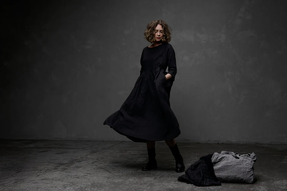 Picnic Dress Linen - Black