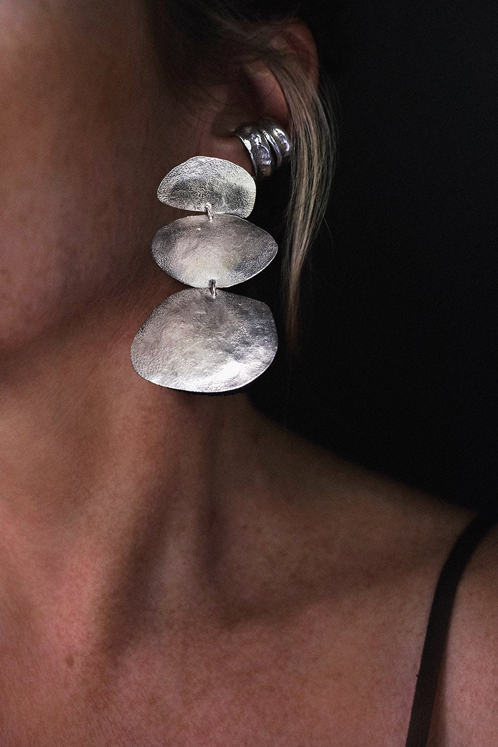 Moro earrings silver with gold top