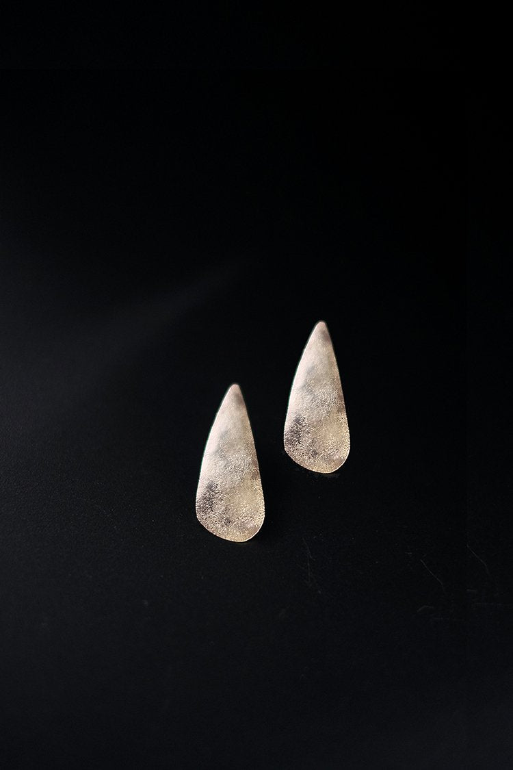 Pointed drop stud earrings silver